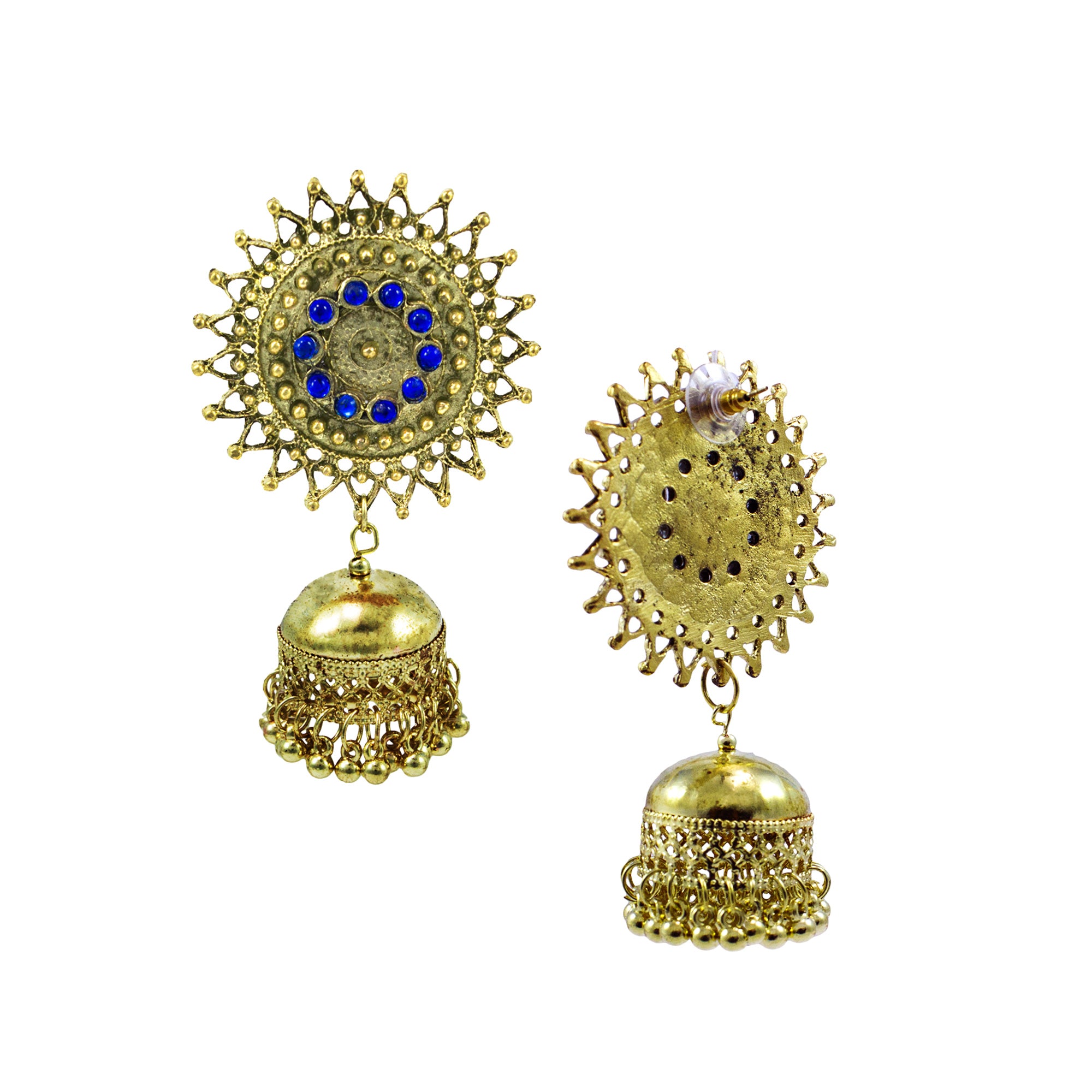 Abhinn Stylish Golden Oxidised Sun Shaped Jhumka Earrings For Women