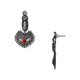 Abhinn Silver Replica Peacock Red Studs Dangler Earrings For Women
