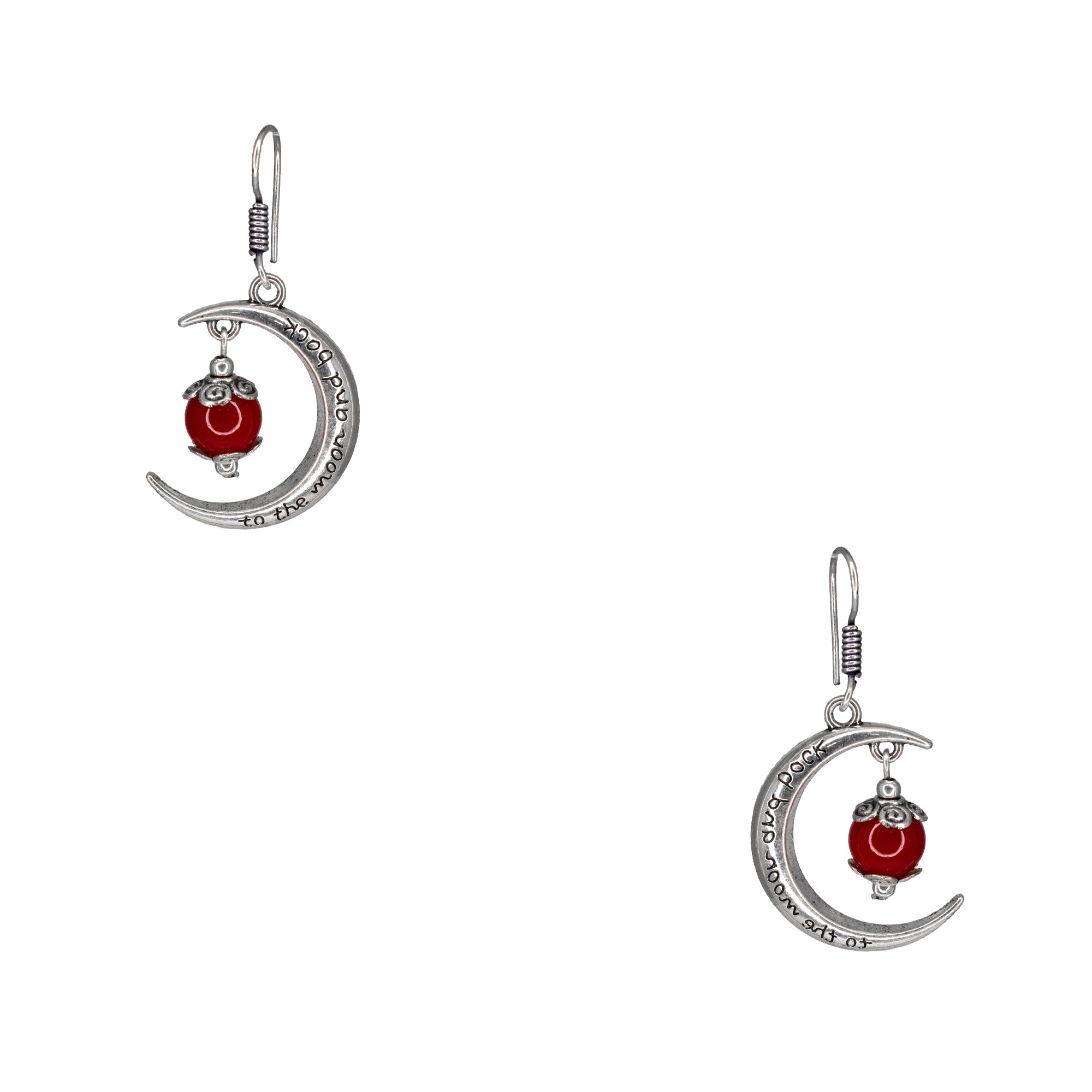 Abhinn Unique Silver Moon Shaped Mahroon Dangler Earrings For Women