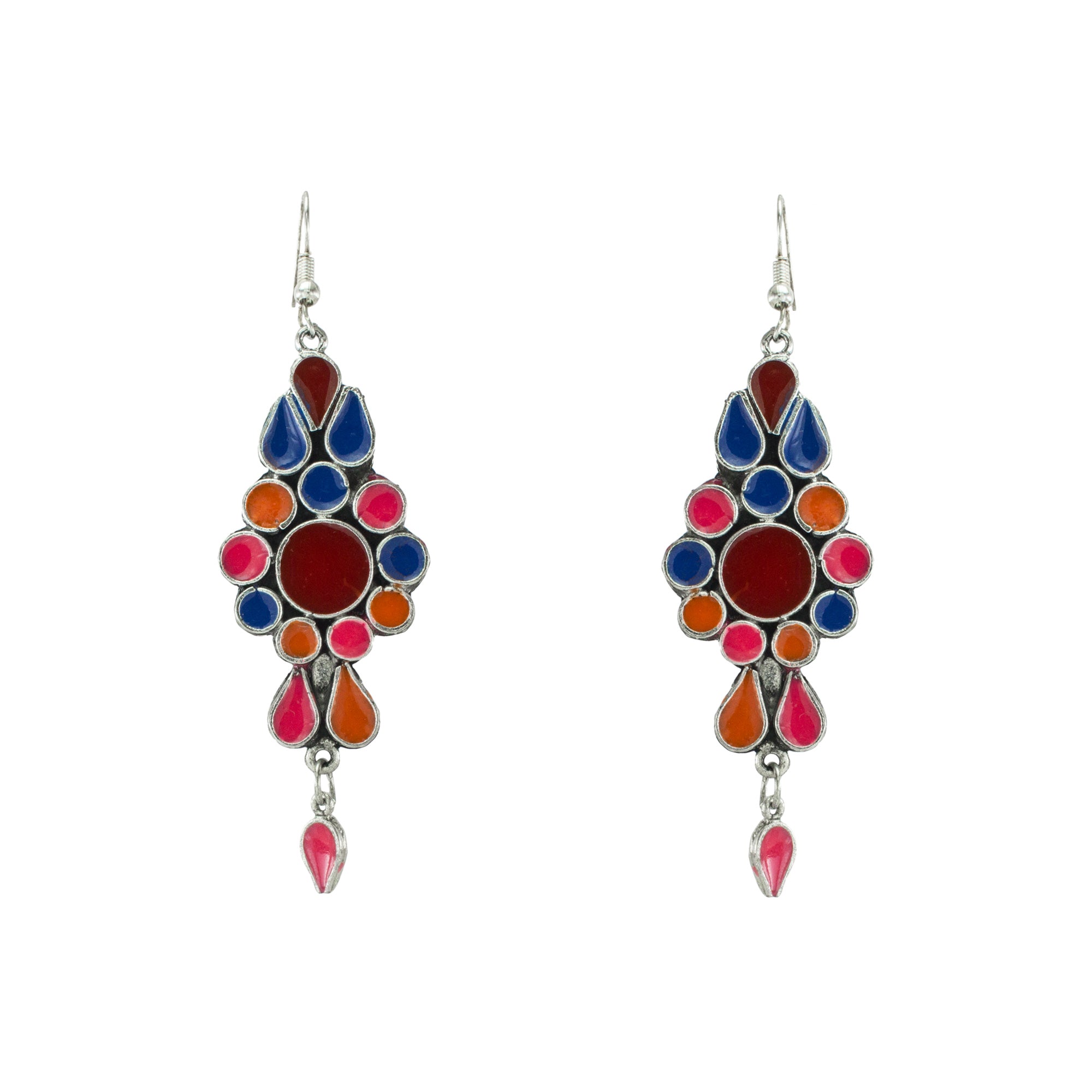 Abhinn Meenakari Afghani Silver Non-Precious Metal Earring for Women