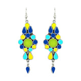 Abhinn Afghani Silver Oxidised Multi-Color Meenakari Dangler Earrings For Women