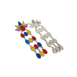 Abhinn Afghani Silver Oxidised Sun Shaped Multi Colour Dangler Earrings For Women