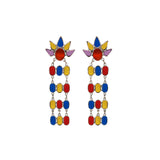 Abhinn Afghani Silver Oxidised Sun Shaped Multi Colour Dangler Earrings For Women
