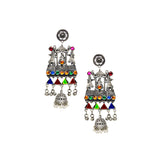 Abhinn Silver Oxidised Doli Design Multi Colour Dangler Earrings For Women-1
