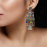 Abhinn Silver Oxidised Doli Design Multi Colour Dangler Earrings For Women-1