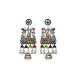 Abhinn Silver Oxidised Doli Design Multi Colour Dangler Earrings For Women-1