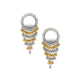 Abhinn Dual Tone Dangler With Mirror Stud Jhalar Earrings For Women