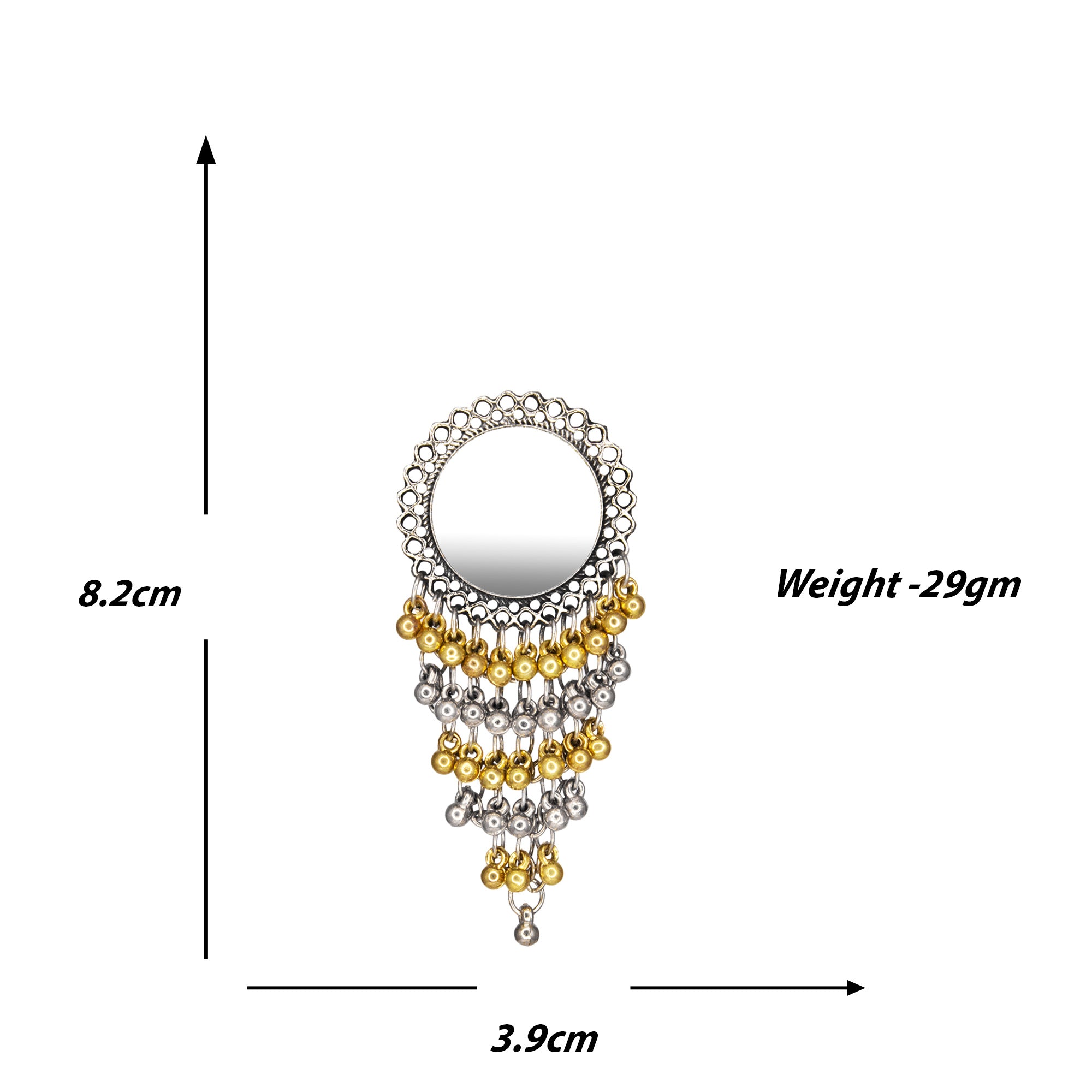 Abhinn Dual Tone Dangler With Mirror Stud Jhalar Earrings For Women