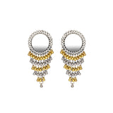 Abhinn Dual Tone Dangler With Mirror Stud Jhalar Earrings For Women