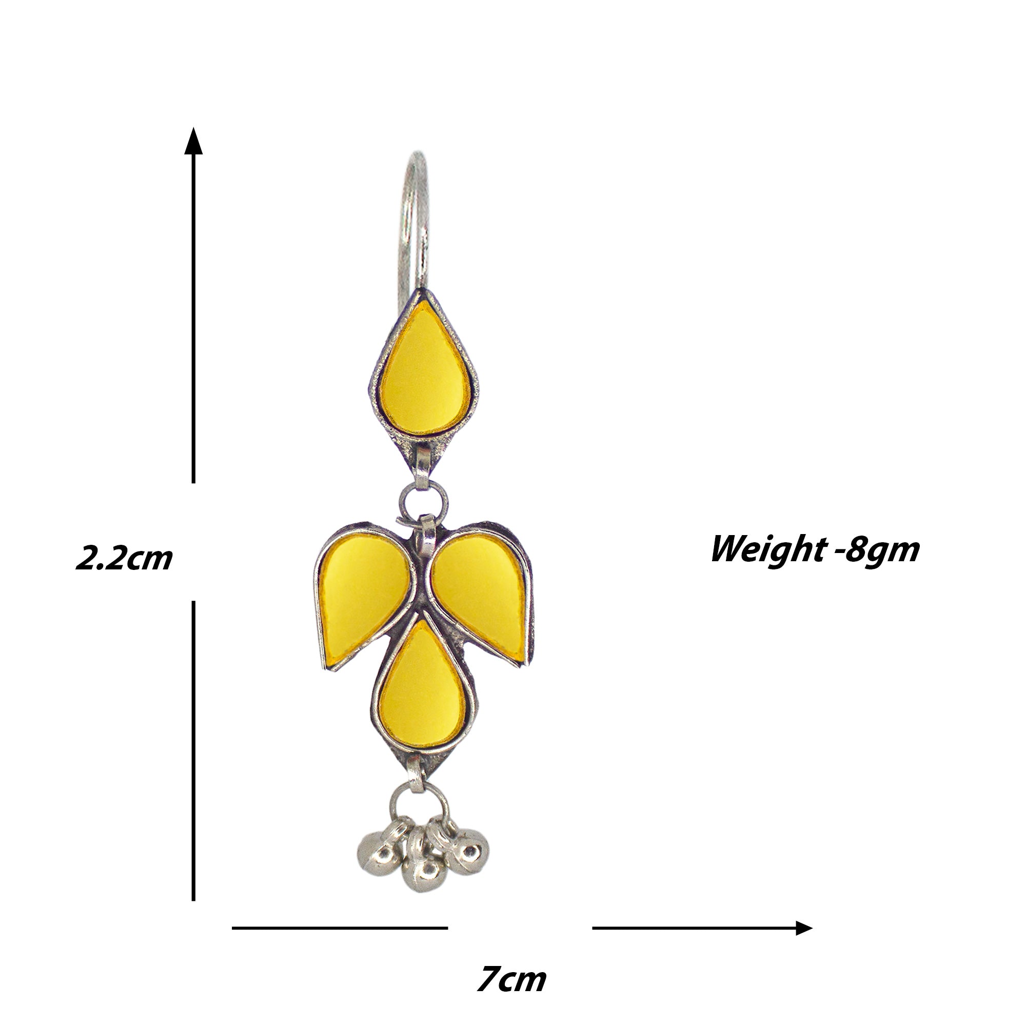 Abhinn Afghani Silver Plated Petal Shape Yellow Glass Dangler Earrings For Women