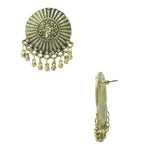 Golden Oxidized Floral Design Stud Earrings for Women