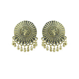 Golden Oxidized Floral Design Stud Earrings for Women