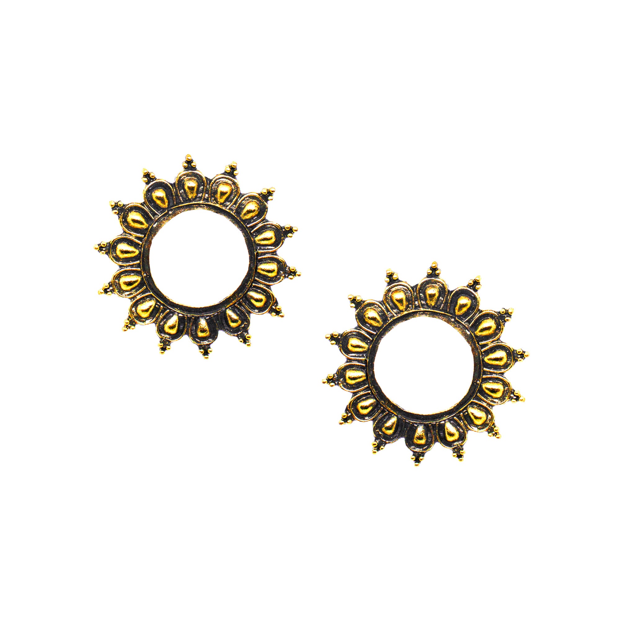 Abhinn Unique Golden Oxidised Sun Shaped Stud Earrings For Women