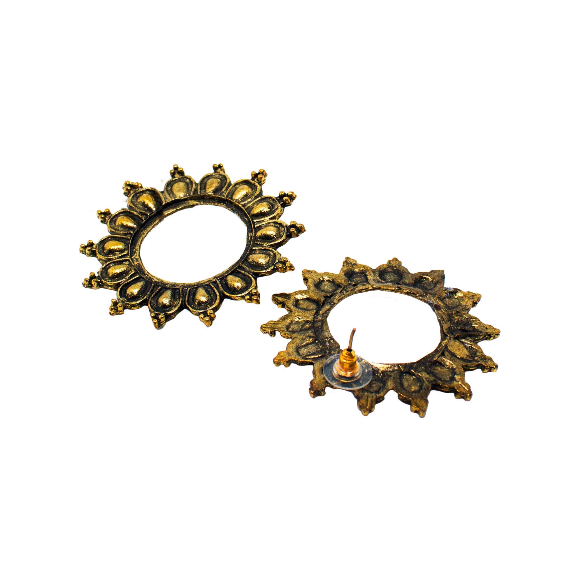 Abhinn Unique Golden Oxidised Sun Shaped Stud Earrings For Women