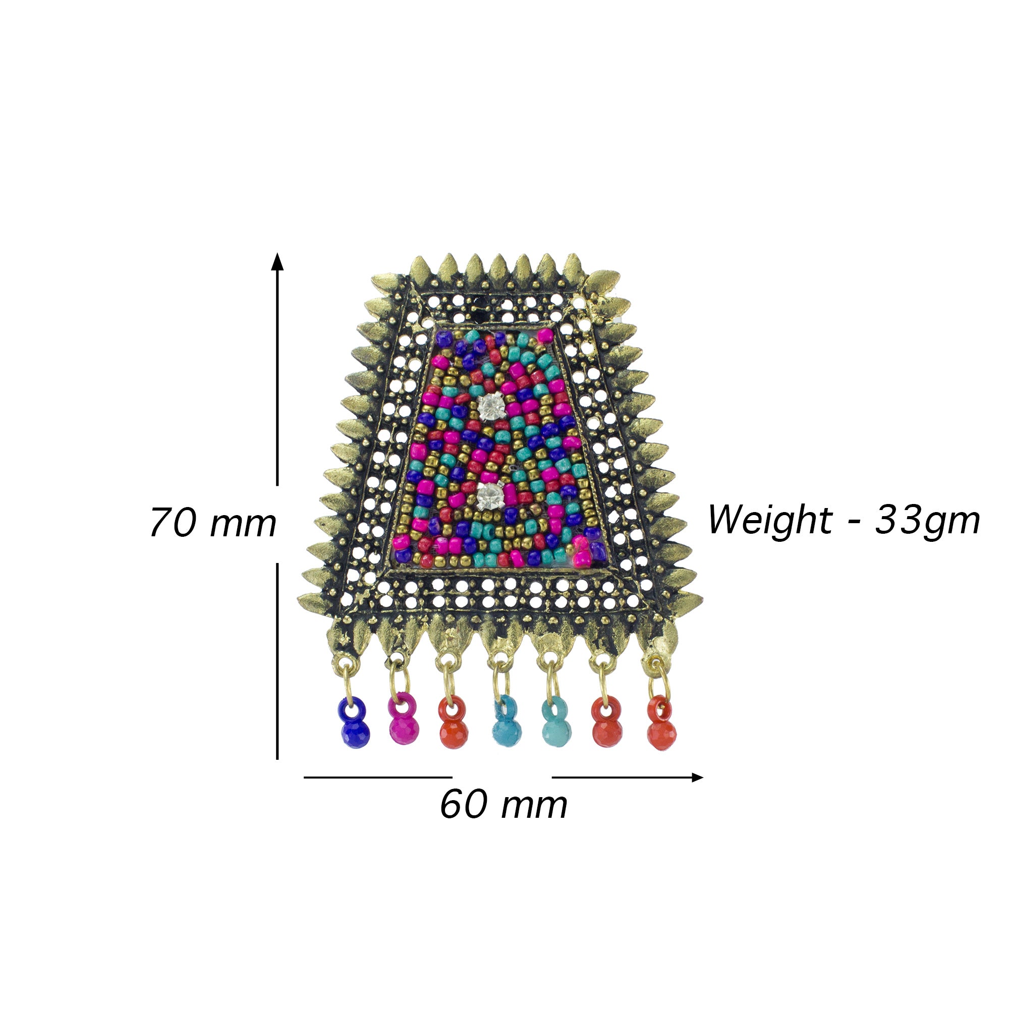 Abhinn Golden Oxidised Multi Colour Beaded Studs Earrings For Women