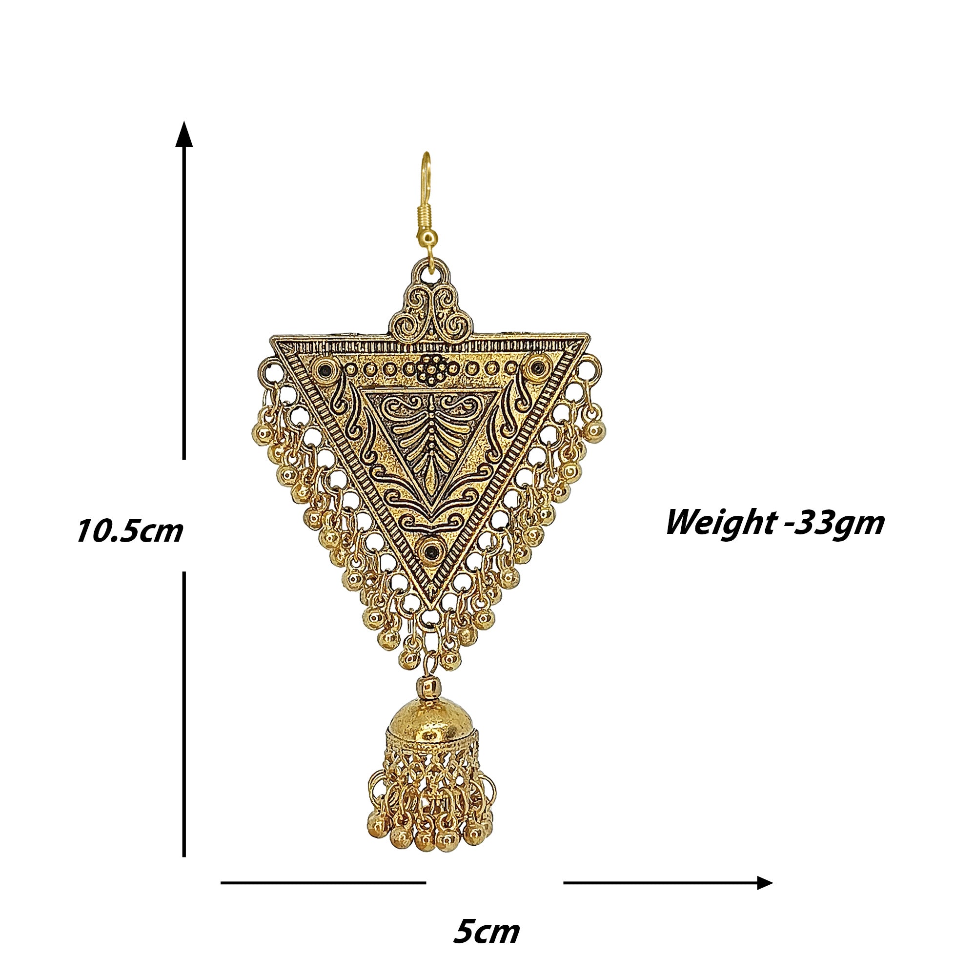 Abhinn Gold Plated Oxidised Triangle Shape Dangler & Jhumki Earrings For Women