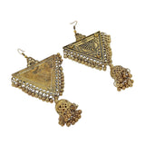 Abhinn Gold Plated Oxidised Triangle Shape Dangler & Jhumki Earrings For Women