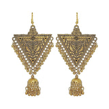 Abhinn Gold Plated Oxidised Triangle Shape Dangler & Jhumki Earrings For Women