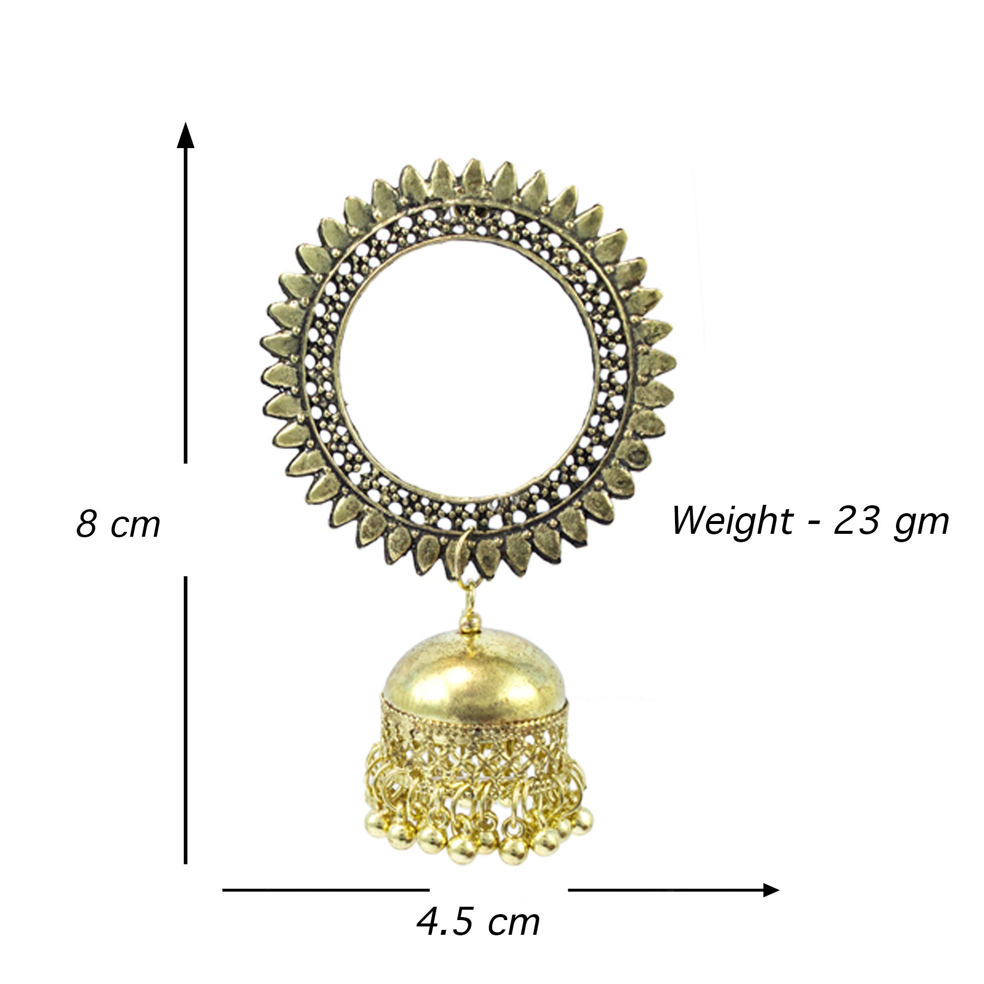 Abhinn Golden Oxidised Sun Shaped Stud With Jhumka Earrings for Women