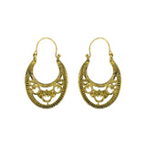 Abhinn Golden Oxidised Floral Design Hoop Earrings For Women 