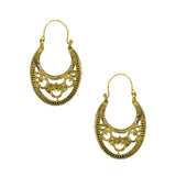 Abhinn Golden Oxidised Floral Design Hoop Earrings For Women 