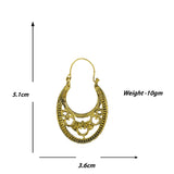 Abhinn Golden Oxidised Floral Design Hoop Earrings For Women 