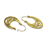 Abhinn Golden Oxidised Floral Design Hoop Earrings For Women 