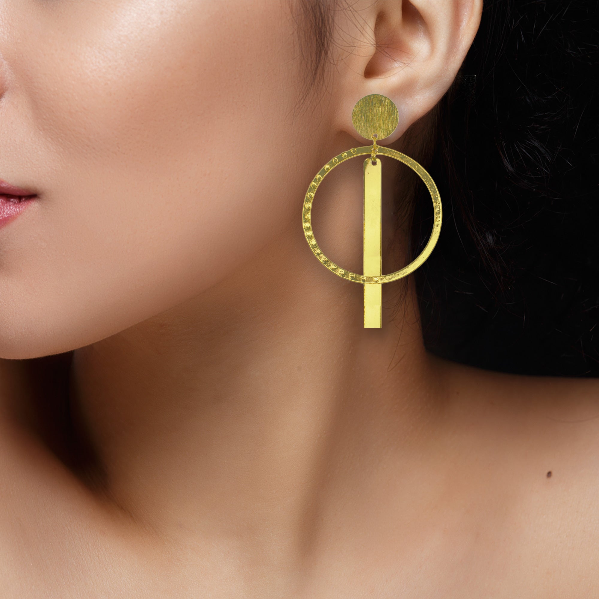 Abhinn Western Geometrical Hammered Design Dangler Earrings For Women