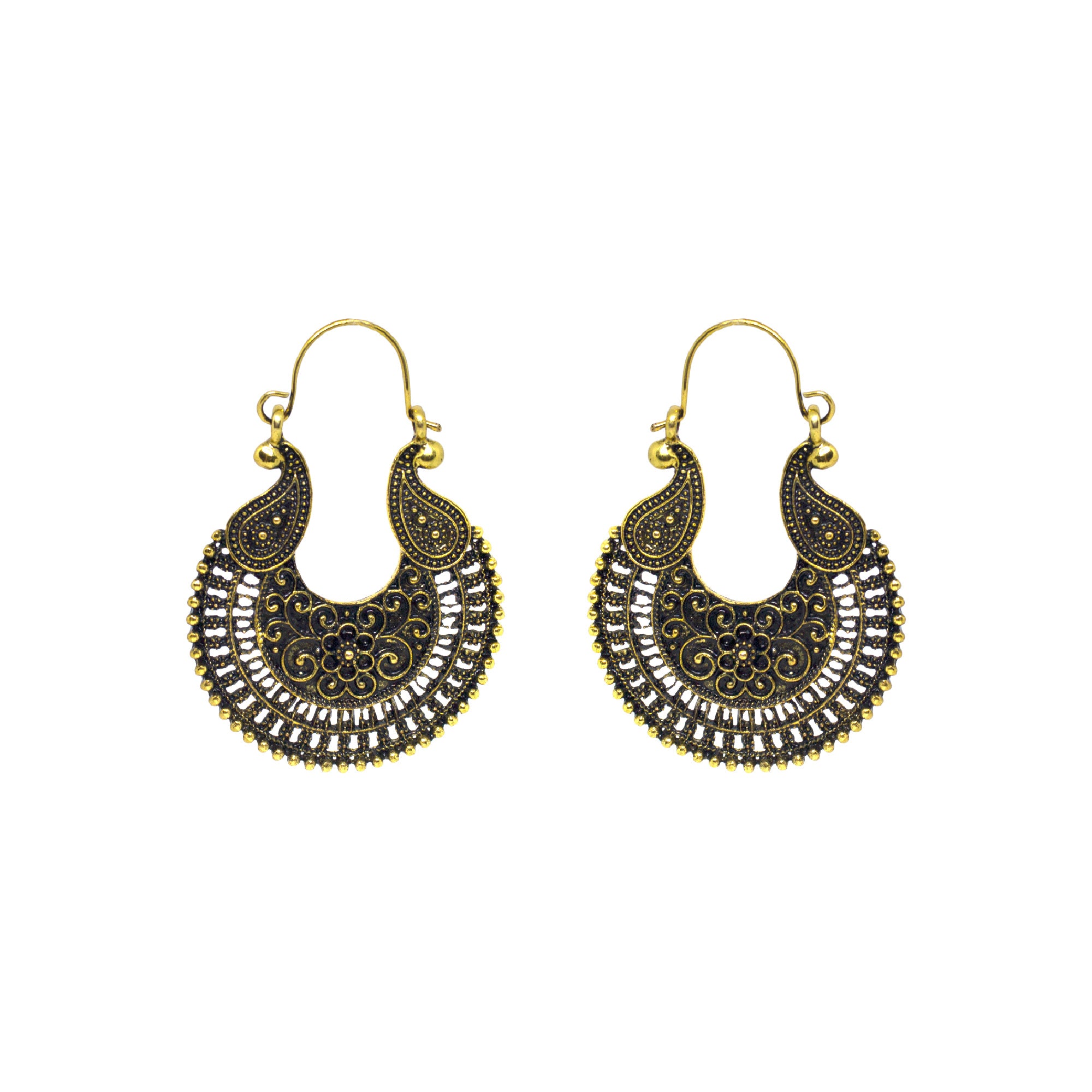 Abhinn Golden Oxidised Western Look Hoop Earrings For Women