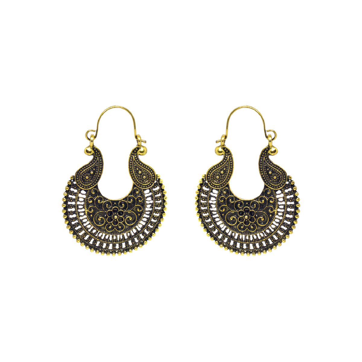 Abhinn Golden Oxidised Western Look Hoop Earrings For Women