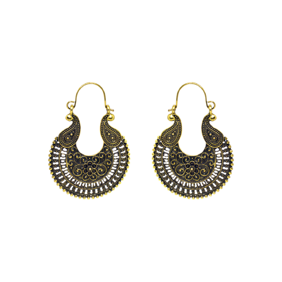 Abhinn Golden Oxidised Western Look Hoop Earrings For Women