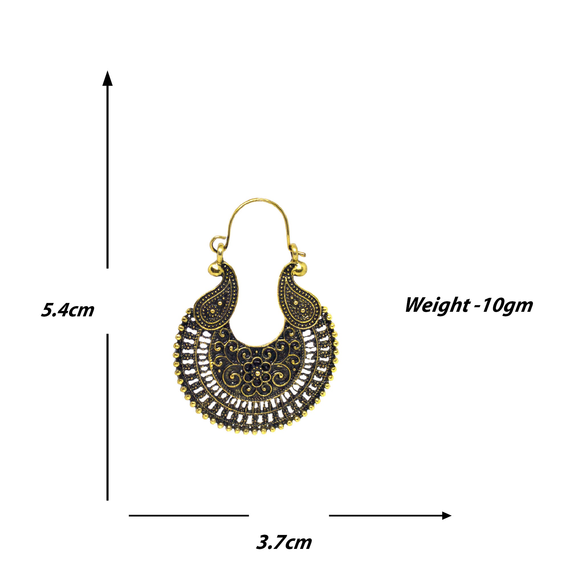 Abhinn Golden Oxidised Western Look Hoop Earrings For Women