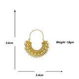 Abhinn Golden Plated Temple Design With White Beads Hoop Earrings For Women