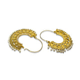Abhinn Golden Plated Temple Design With White Beads Hoop Earrings For Women