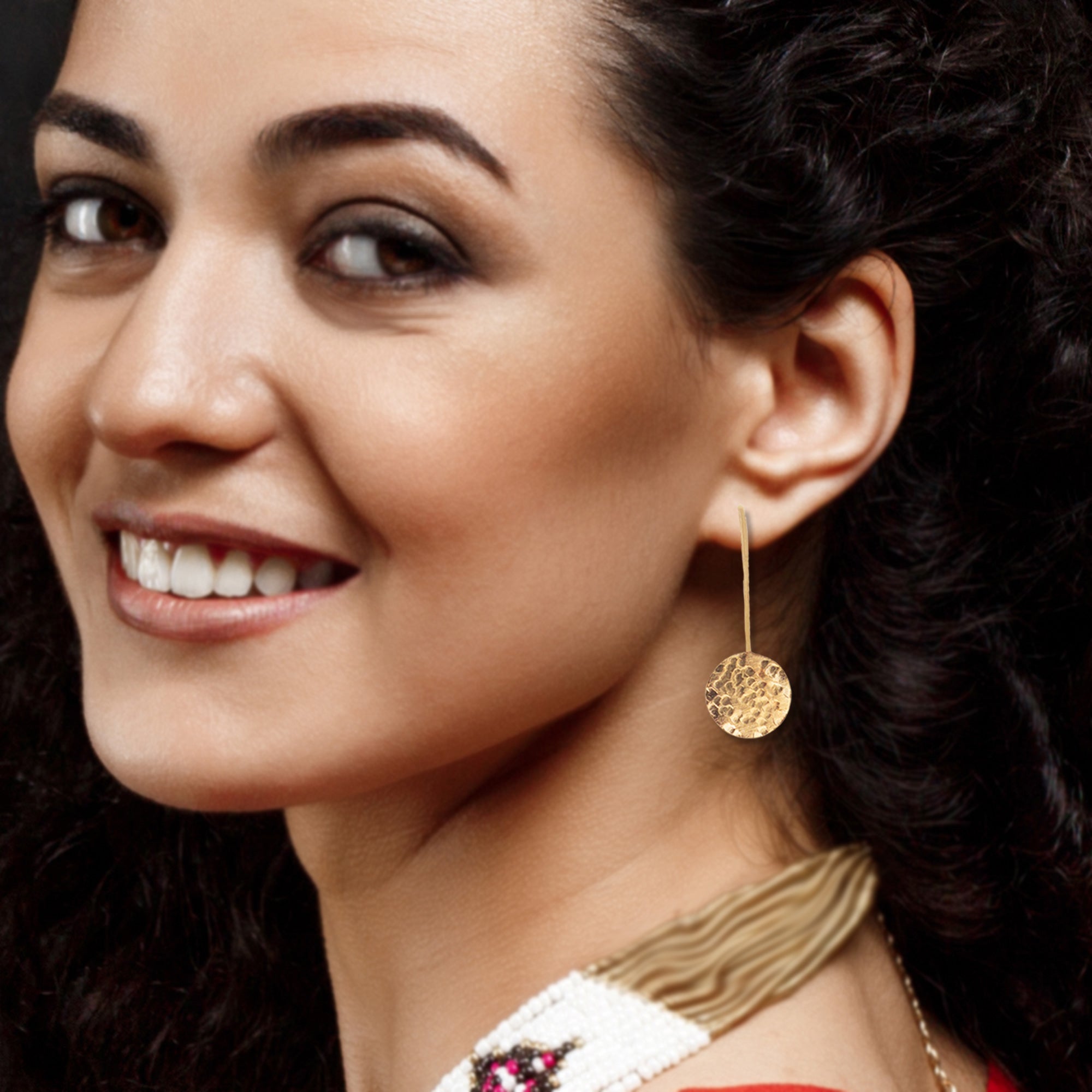 Abhinn Beautiful Hammered Rose-gold Circle Drop Earrings For Women