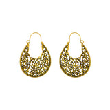 Abhinn Golden Oxidised Floral Design Unique Hoop Earrings For Women 