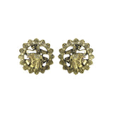 Abhinn Golden Oxidised Sun Shaped Elephant Design Big Stud Earrings For Women 
