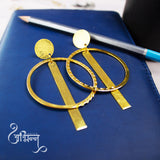 Abhinn Western Geometrical Hammered Design Dangler Earrings For Women
