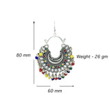 Abhinn Trendy German Silver Multi Colour Meena Chandbali Earring For Women