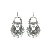 Abhinn Silver Oxidised Dangler Mirror Stud Earrings For Girls