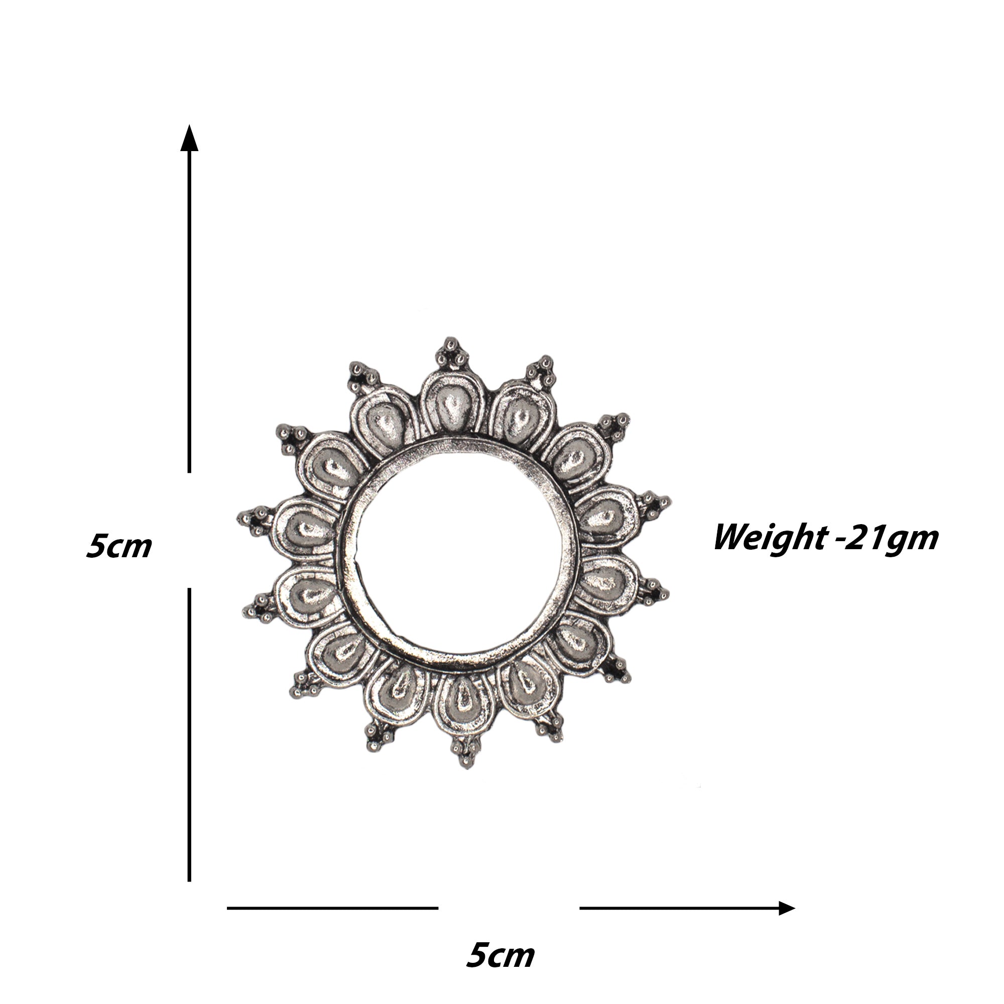 Abhinn Unique Silver Oxidised Sun Shaped Stud Earrings For Women