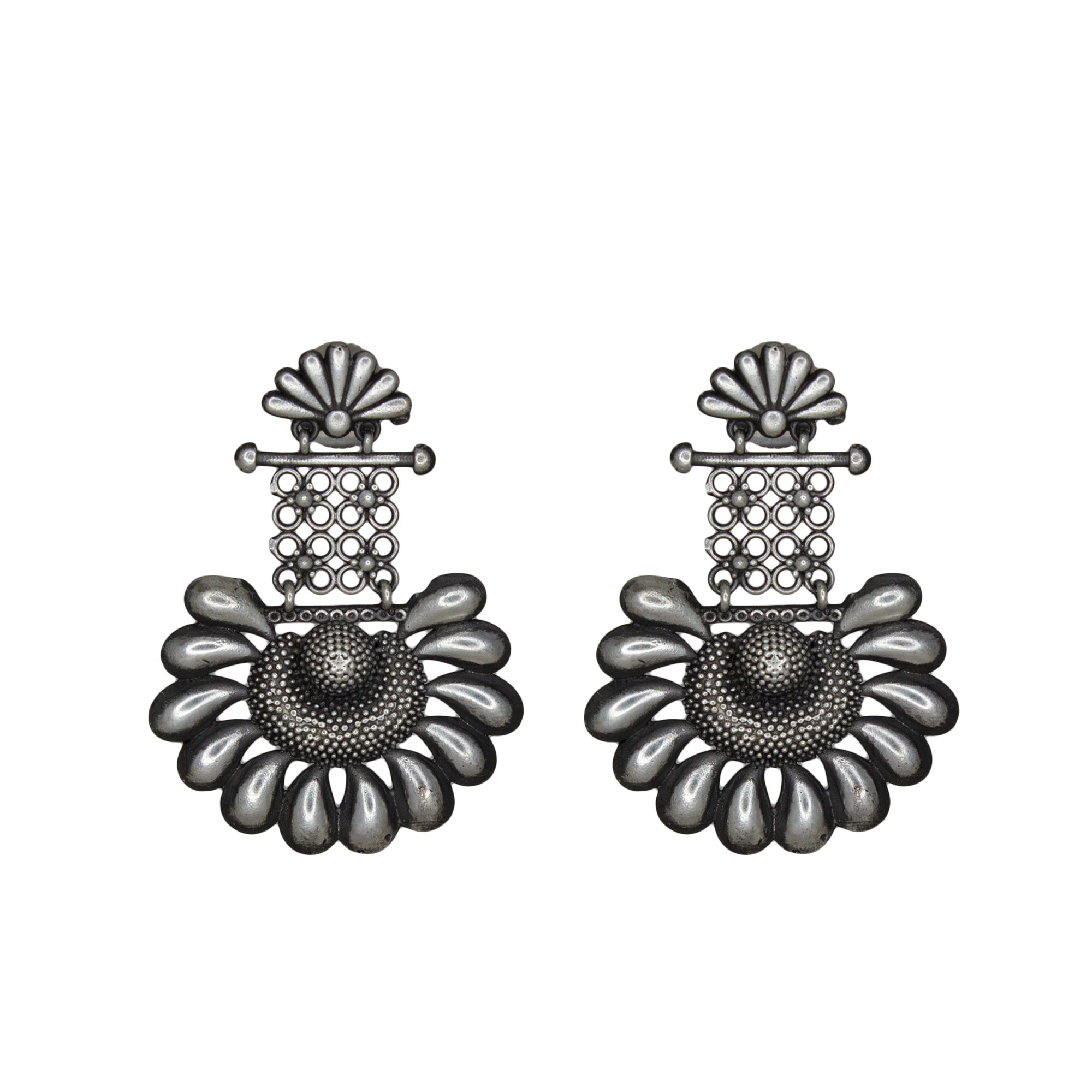 Abhinn Silver Replica Designer Floral Studs with Dangler Earring For Women