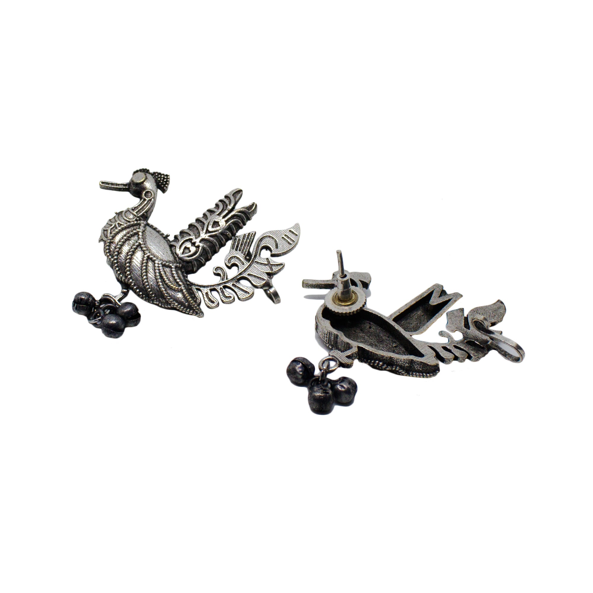 Abhinn Silver Replica Ethnic Ear Cuffs With Bird Design Earrings For Girls