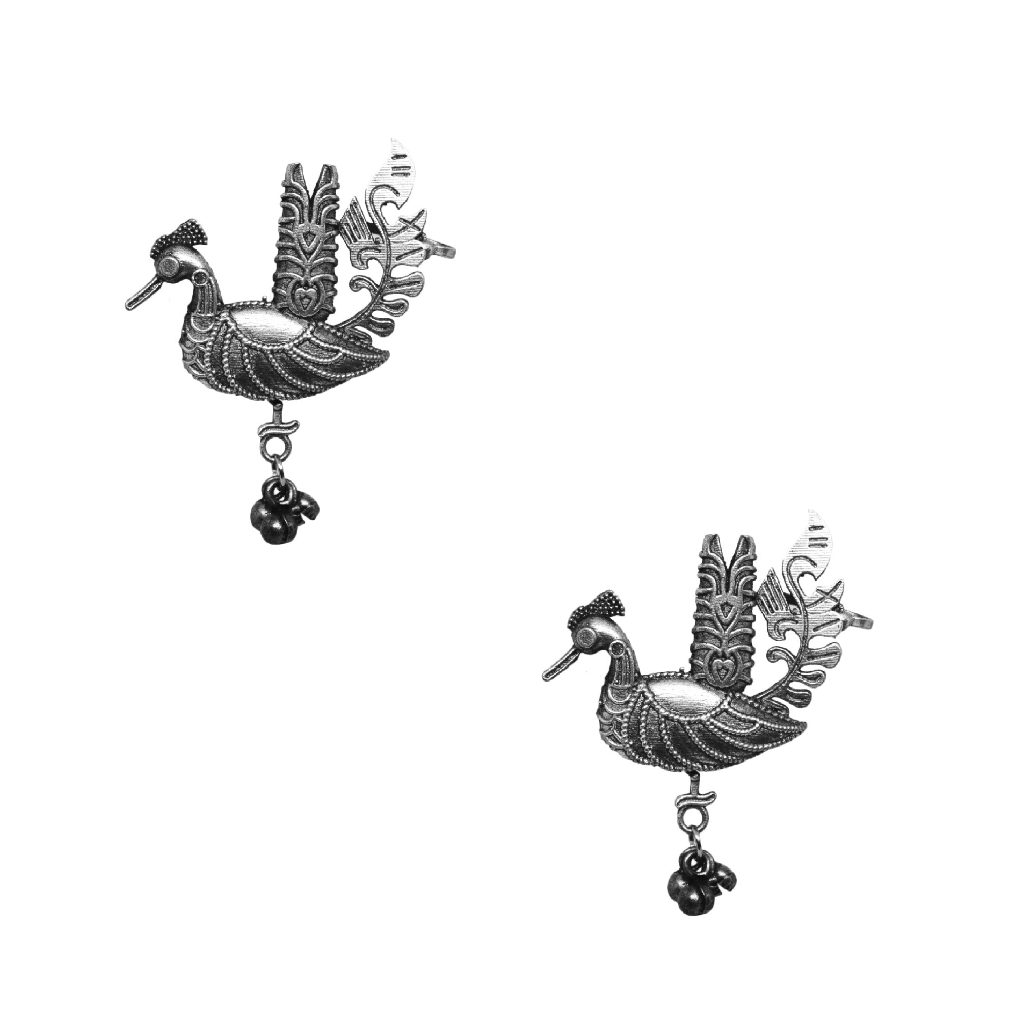 Abhinn Silver Replica Ethnic Ear Cuffs With Bird Design Earrings For Girls
