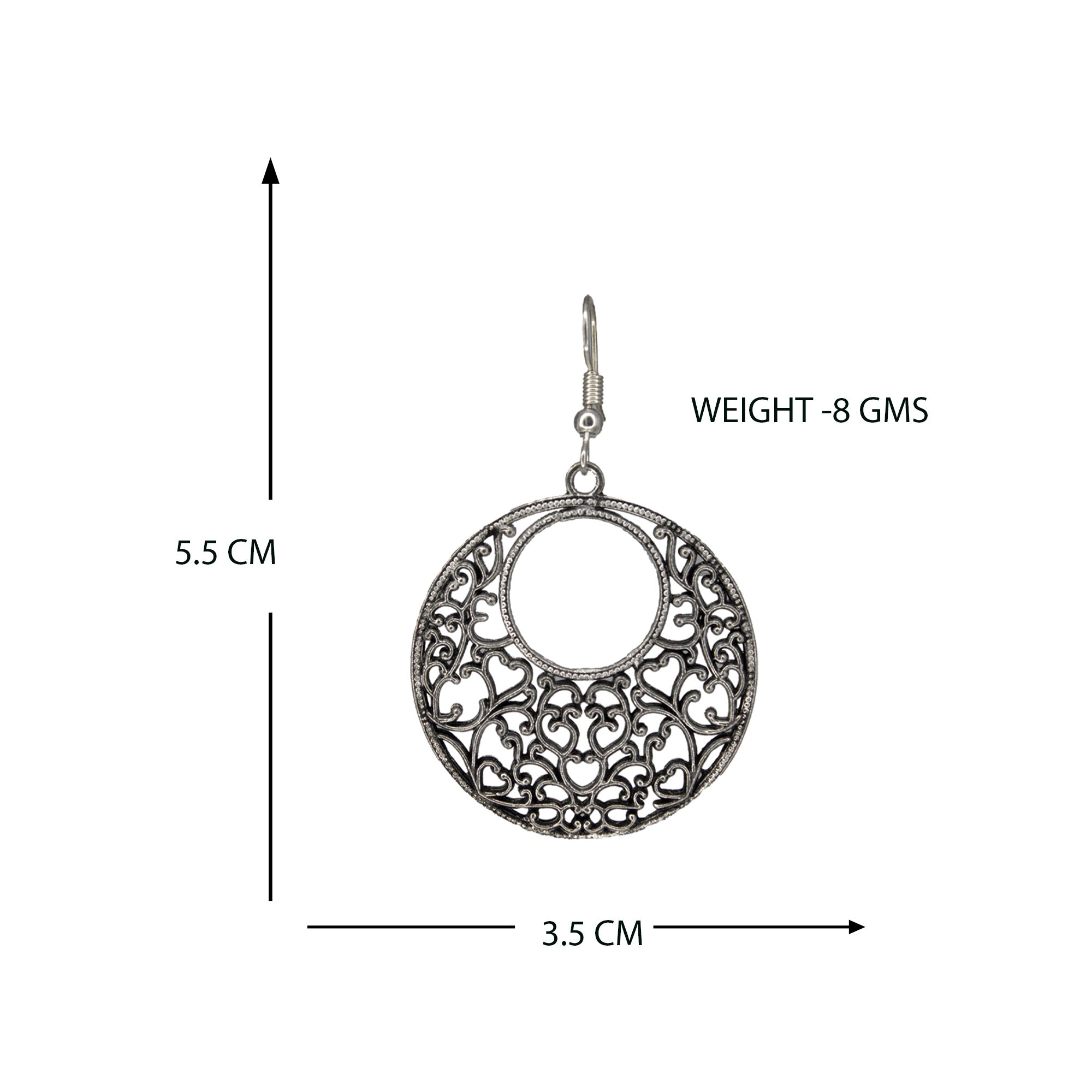 Abhinn Silver Oxidised Western Floral Design Hoops Earrings For Girls