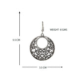 Abhinn Silver Oxidised Western Floral Design Hoops Earrings For Girls