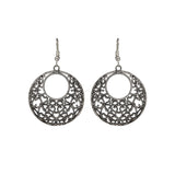 Abhinn Silver Oxidised Western Floral Design Hoops Earrings For Girls
