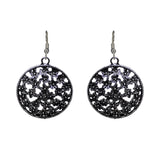 Abhinn Floral Design Silver Oxidised Drop Earrings For Girls