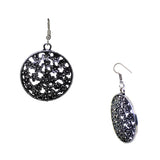 Abhinn Floral Design Silver Oxidised Drop Earrings For Girls