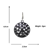 Abhinn Floral Design Silver Oxidised Drop Earrings For Girls